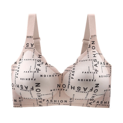 Seamless Smooth Wireless Bra - Letter Print Nude - 6XL - image 5