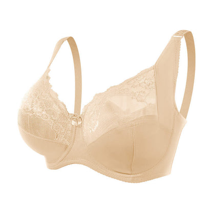 Thin Sexy Lace Underwire Bra - Apricot - 48 - G - image 6