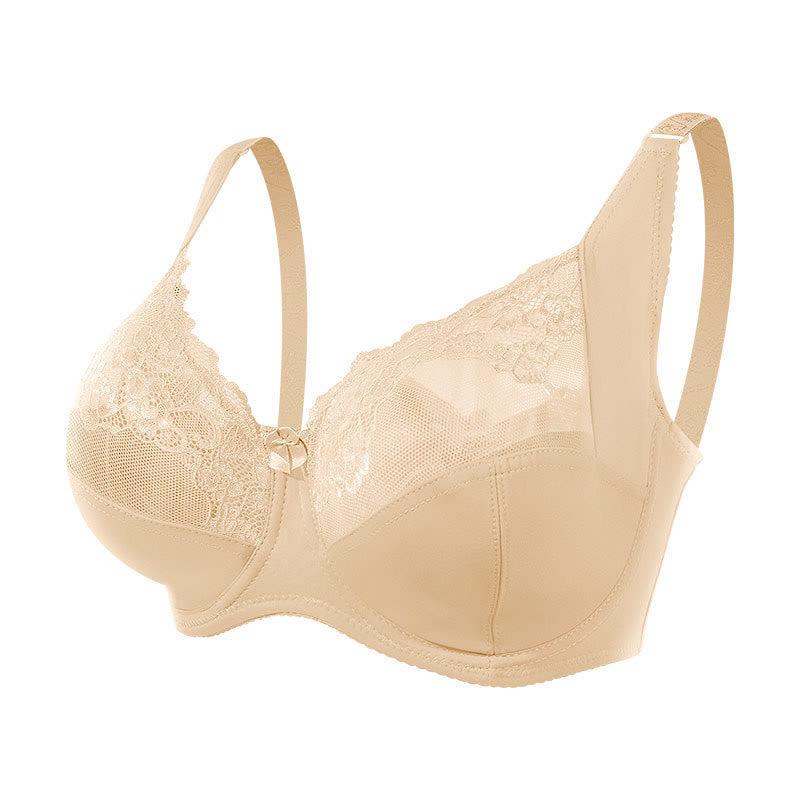 Thin Sexy Lace Underwire Bra - Apricot - 48 - G - image 6