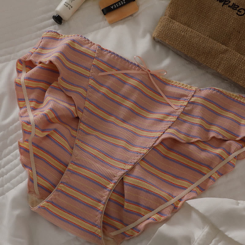 Striped Bow Panty(3 Packs) - Pink - 5XL - image 3