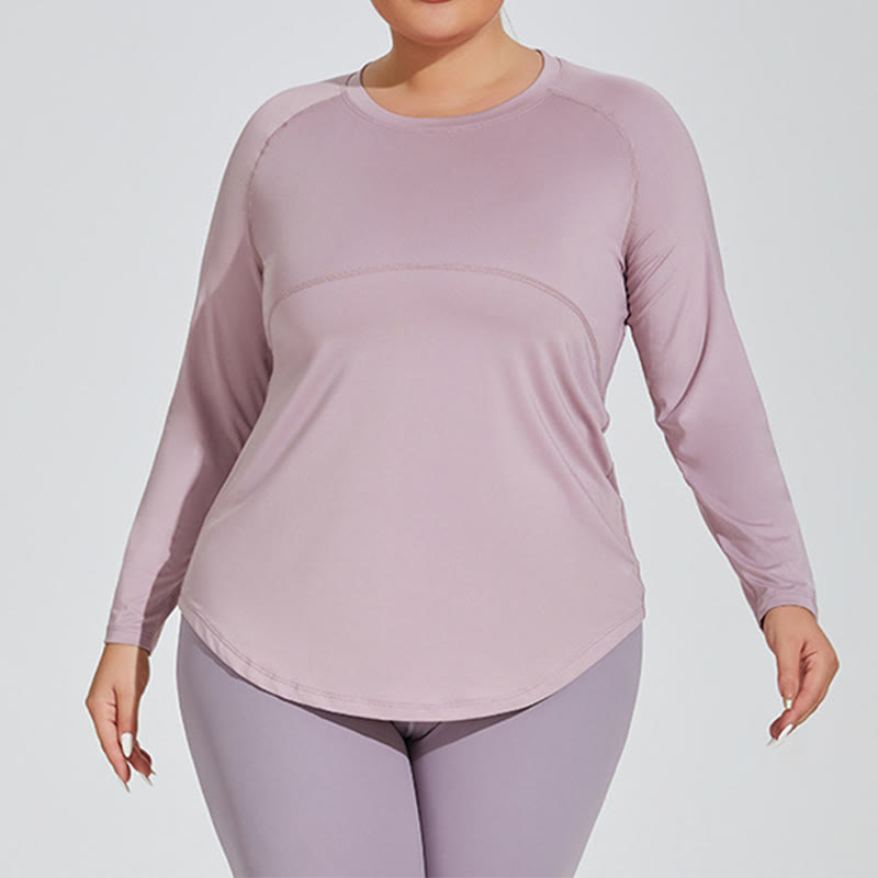 Long Sleeve Sportswear Yoga Shirt - Light Purple - 4XL - image 0