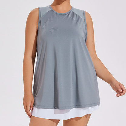 Plus Size Loose Mesh Stitching Sports Top
