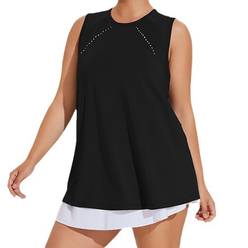 Plus Size Loose Mesh Stitching Sports Top - Black - 4XL - image 2