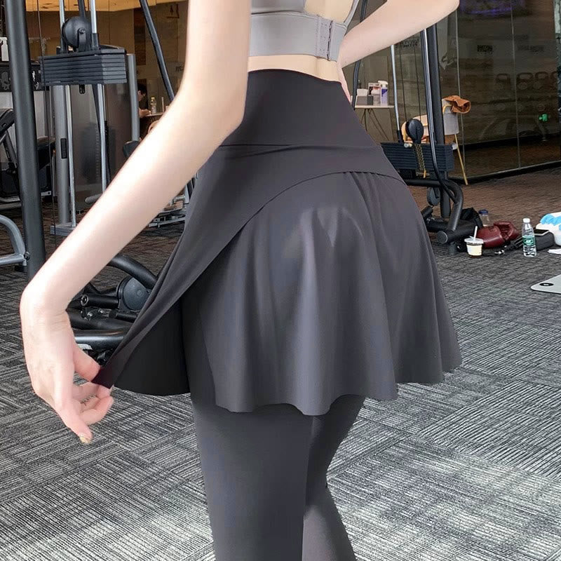 Yoga Hip-covering Sports Skirt Pants - Dark Grey - 2XL - image 3