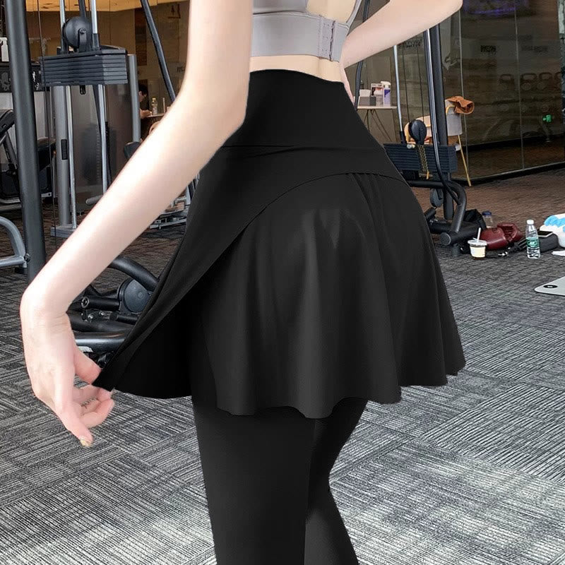 Yoga Hip-covering Sports Skirt Pants - Black - 2XL - image 4