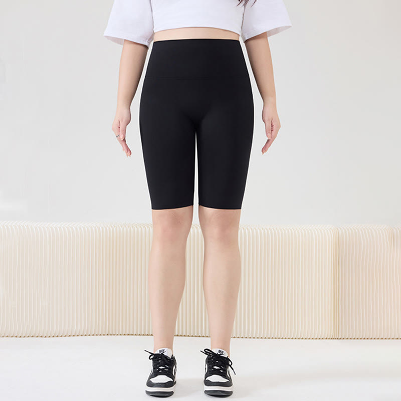 Plus Size High-Waist Biker Short - Black - 9XL - image 1