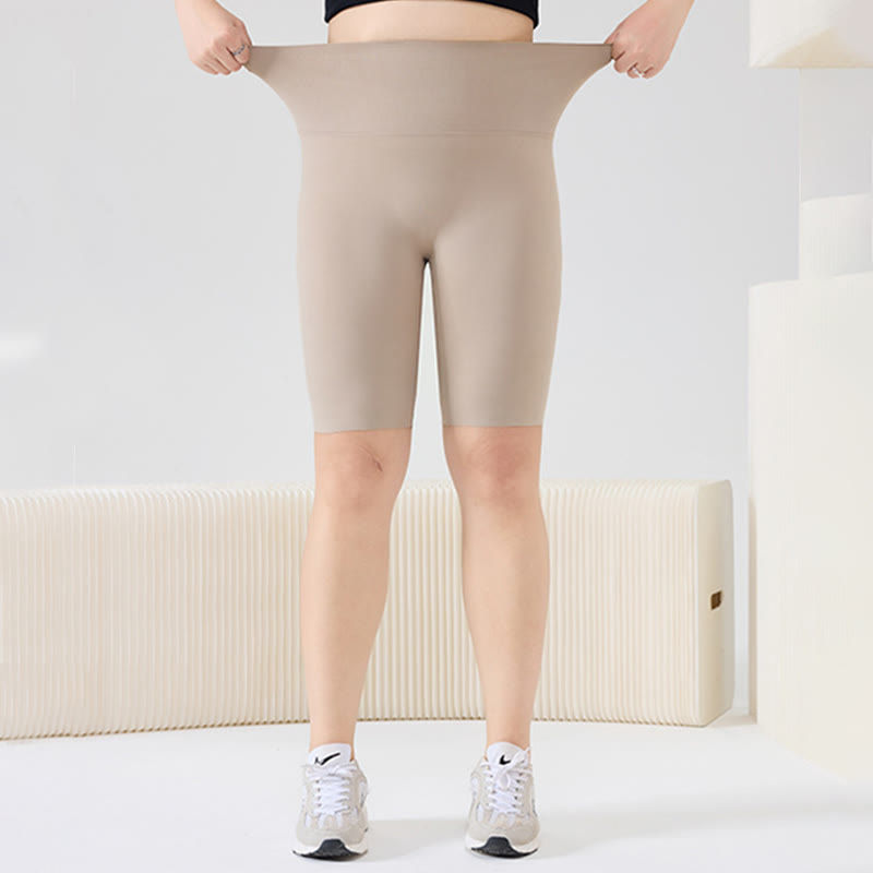 Plus Size High-Waist Biker Short - Apricot - 9XL - image 4
