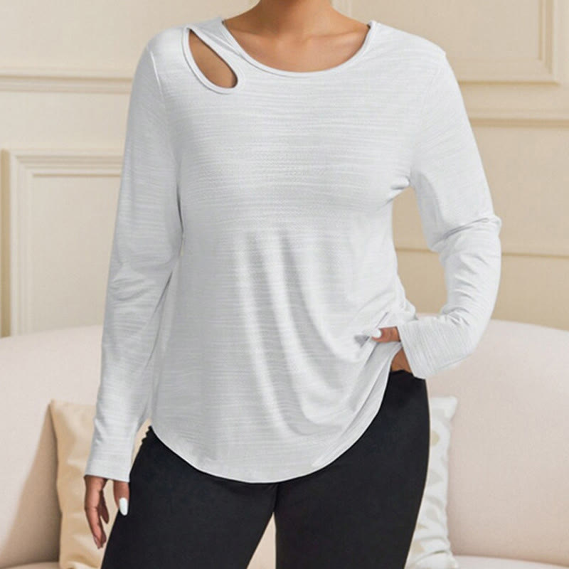 Plus Size Loose Long Sleeve Sports Shirt - White - 4XL - image 0