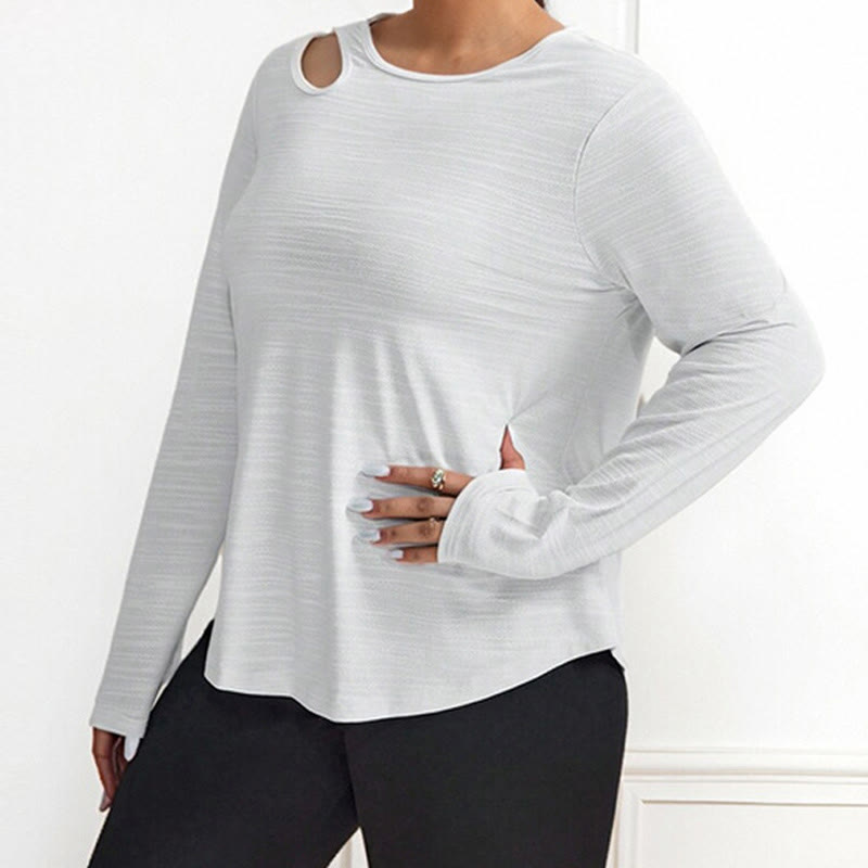 Plus Size Loose Long Sleeve Sports Shirt