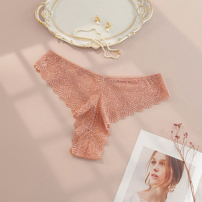 Sexy Low Rise Lace Thong(4 Packs) - Light Brown - 4XL - image 5