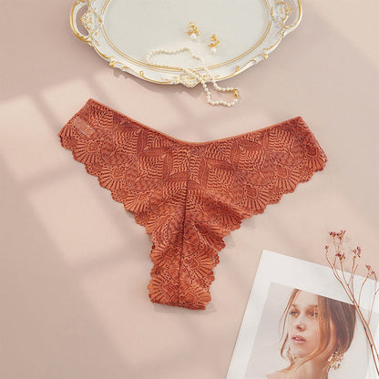 Sexy Low Rise Lace Thong(4 Packs) - Coffee - 4XL - image 3