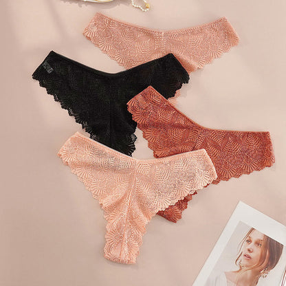 Sexy Low Rise Lace Thong(4 Packs) - Multicolor - 4XL - image 0