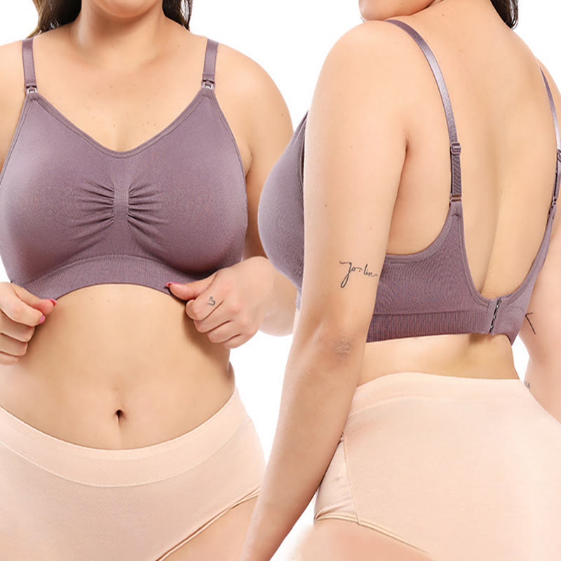 Breastfeeding Wireless Bra - Purple - 4XL - image 0