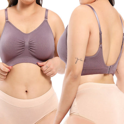 Breastfeeding Wireless Bra - Purple - 4XL - image 0