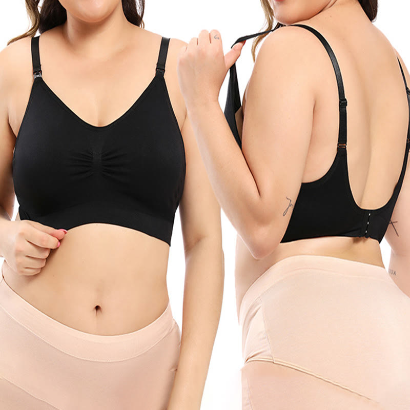 Breastfeeding Wireless Bra - Black - 4XL - image 1