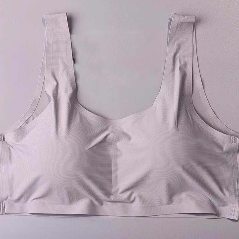 Thin Seamless Wirefree Bra - Grey - 5XL - image 7