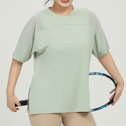 Plus Size Quick Dry Yoga Short Sleeve Shirt - Green - 5XL - image 10