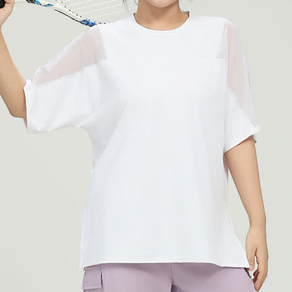 Plus Size Quick Dry Yoga Short Sleeve Shirt - White - 5XL - image 5
