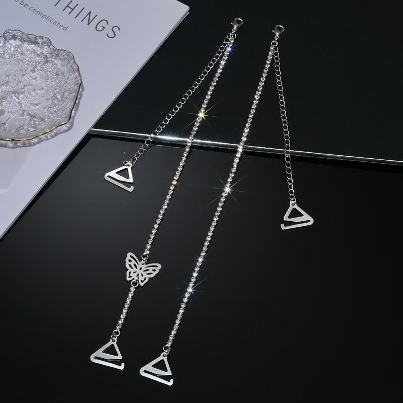 Sexy Rhinestone Shoulder Strap Chain (3 Pairs) - Silver Butterfly - 0.8''Hook - image 2