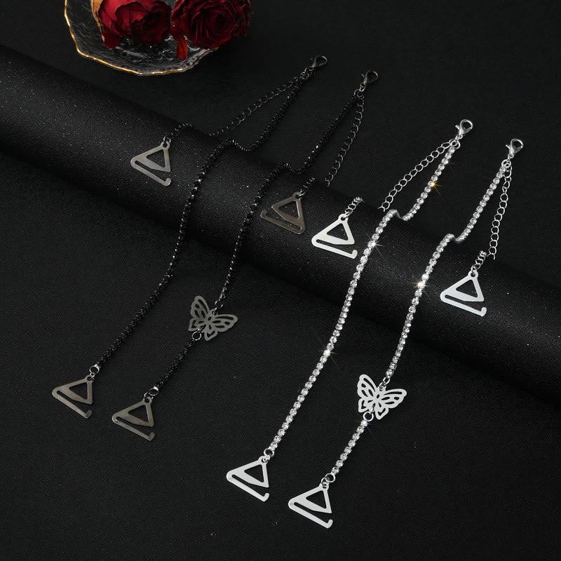 Sexy Rhinestone Shoulder Strap Chain (3 Pairs) - Black Butterfly - 0.8''Hook - image 5