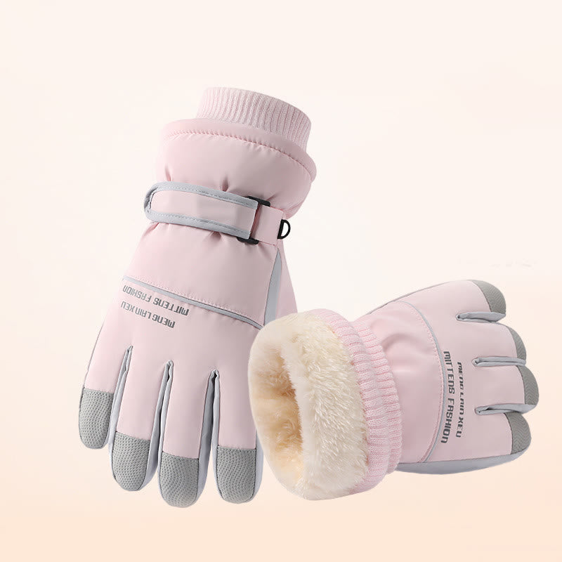 Waterproof Touchscreen Ski Gloves - Pink - One Size - image 11