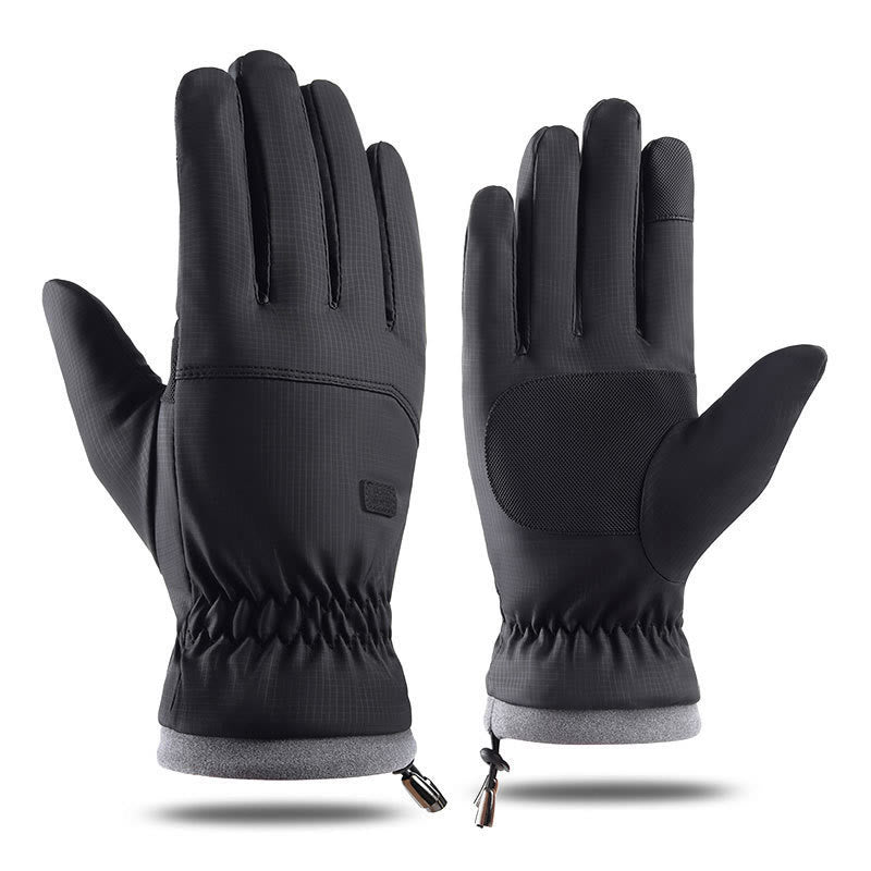 Waterproof Thickening Ski Gloves - Black - One Size - image 0
