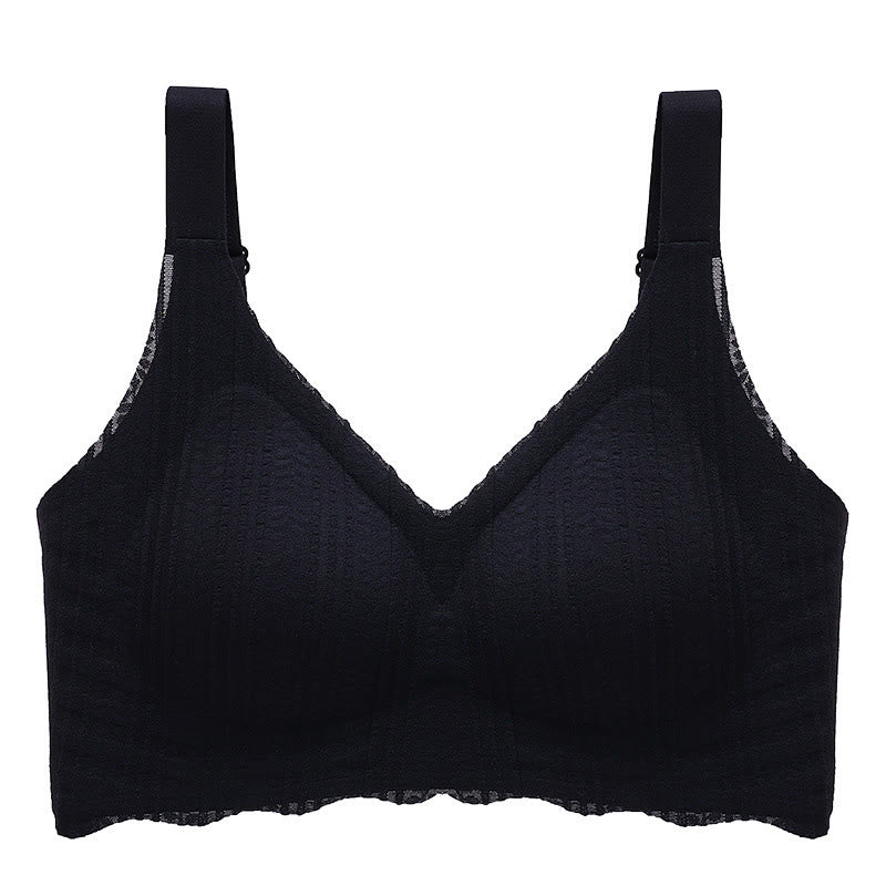 Thin Wave Edge Wireless Sports Bra - Black - 6XL - image 4