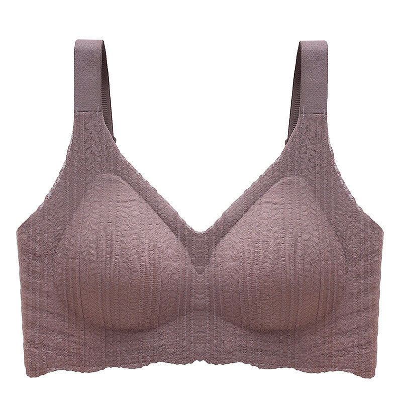 Thin Wave Edge Wireless Sports Bra - Coffee - 6XL - image 3