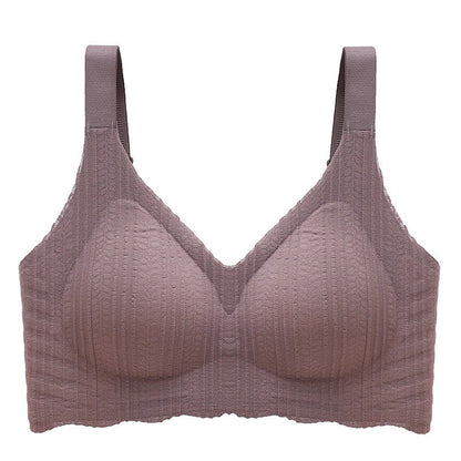 Thin Wave Edge Wireless Sports Bra - Coffee - 6XL - image 3