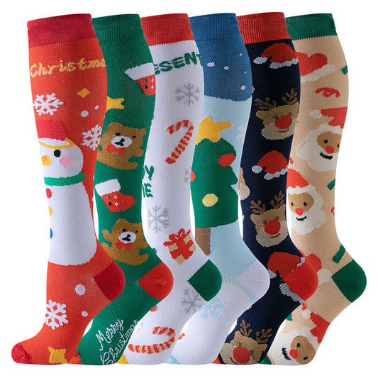 Snowman Bear Compression Socks(6 Pairs) - Multicolor - S/M - image 1