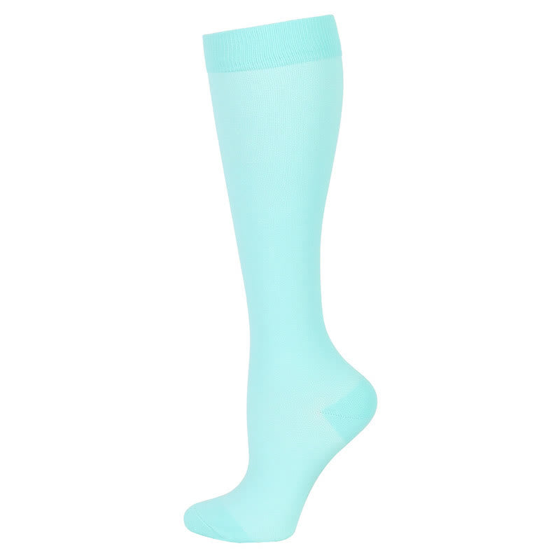 Blue Green Flower Compression Socks(6 Pairs) - Lake Blue - S/M - image 4