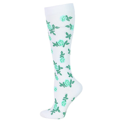 Blue Green Flower Compression Socks(6 Pairs) - White - S/M - image 12