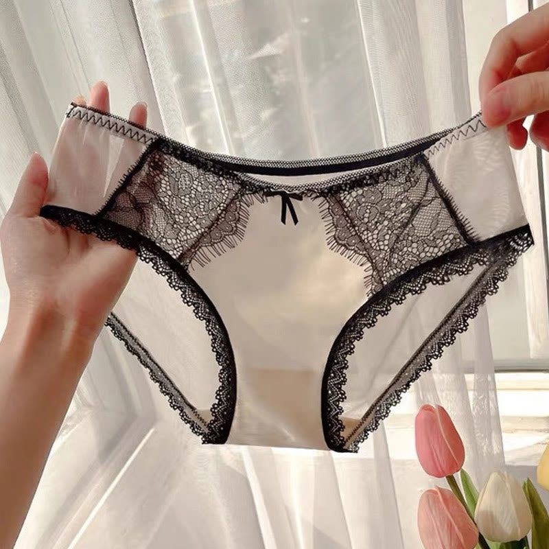 Sexy Satin Lace Bow Panty(3 Packs) - Champagne - 3XL - image 5