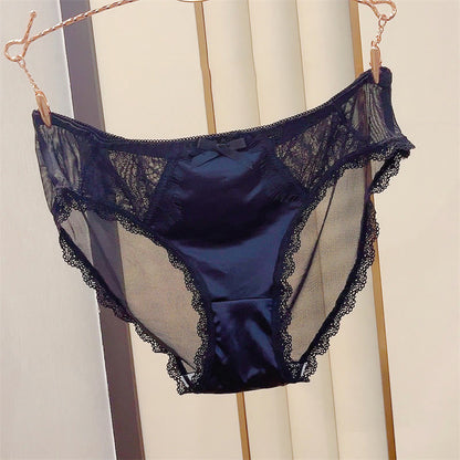 Sexy Satin Lace Bow Panty(3 Packs) - Black - 3XL - image 2