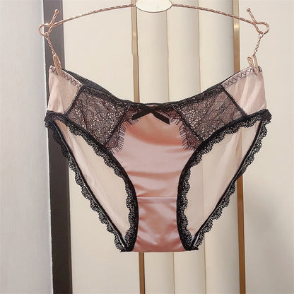 Sexy Satin Lace Bow Panty(3 Packs) - Pink - 3XL - image 3