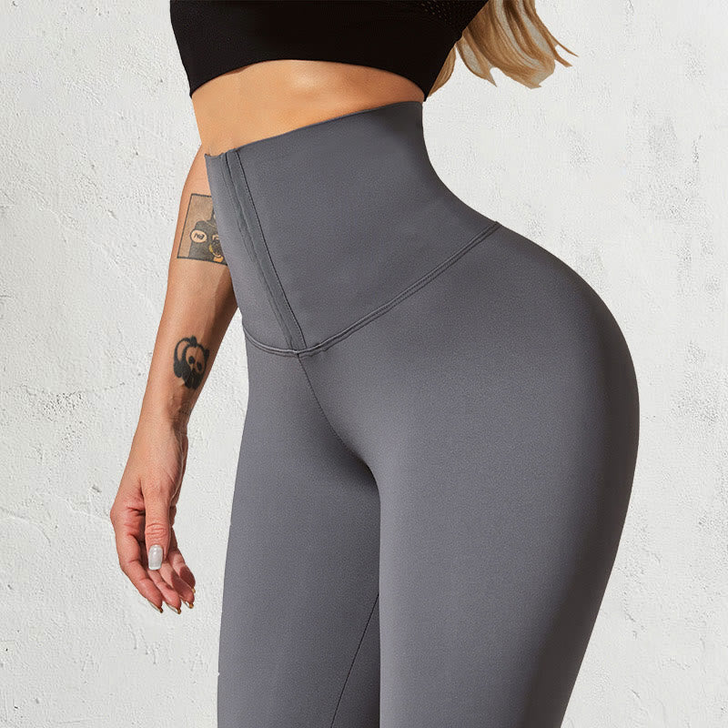 High Waist Sports Tummy Control Leggings - Grey - 2XL - image 11