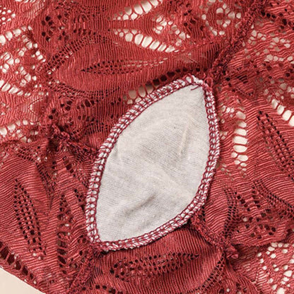 Plus Size Sexy Low Waist Lace Hollow Cross Panty(3 Packs)