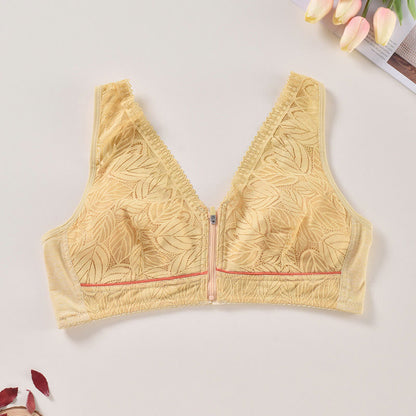 Front Zipper Push Up Wireless Bra - Apricot - 4XL - image 3