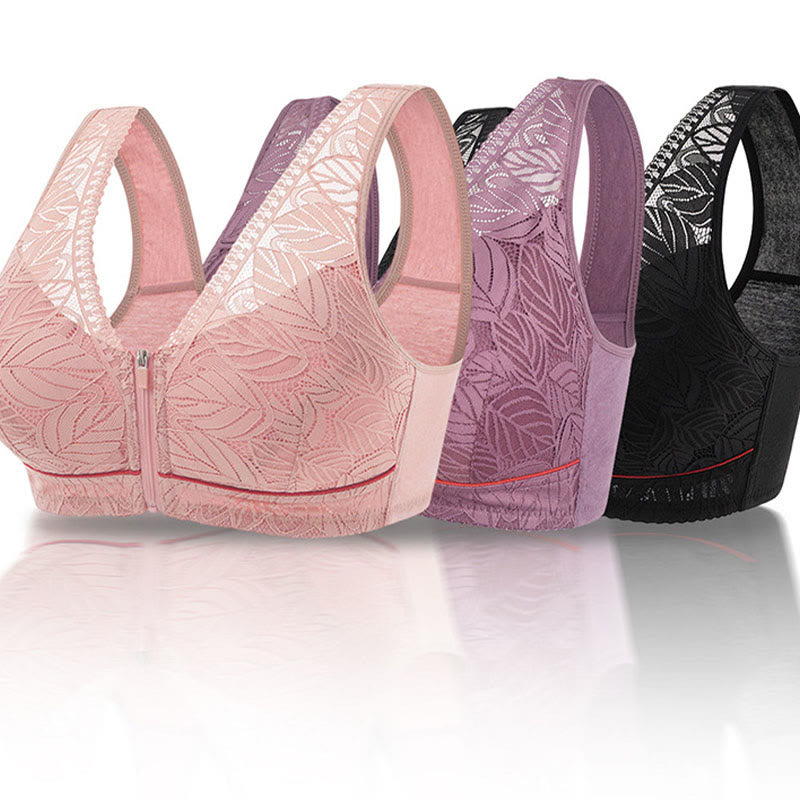 Front Zipper Push Up Wireless Bra - image 0