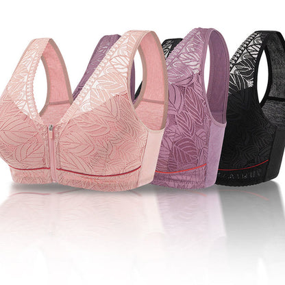 Front Zipper Push Up Wireless Bra - image 0