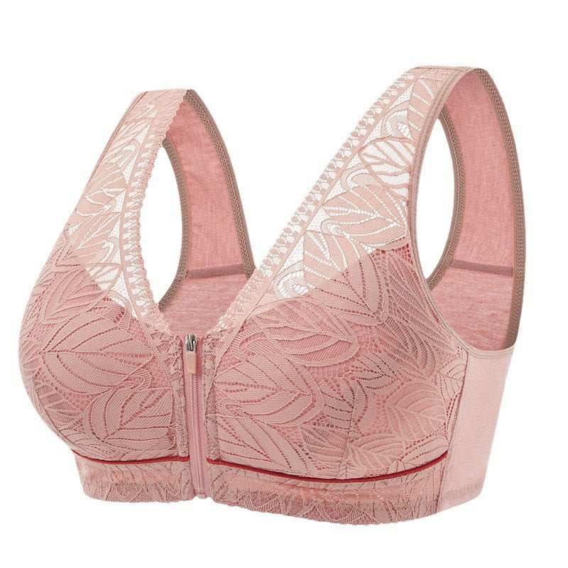 Front Zipper Push Up Wireless Bra - image 5