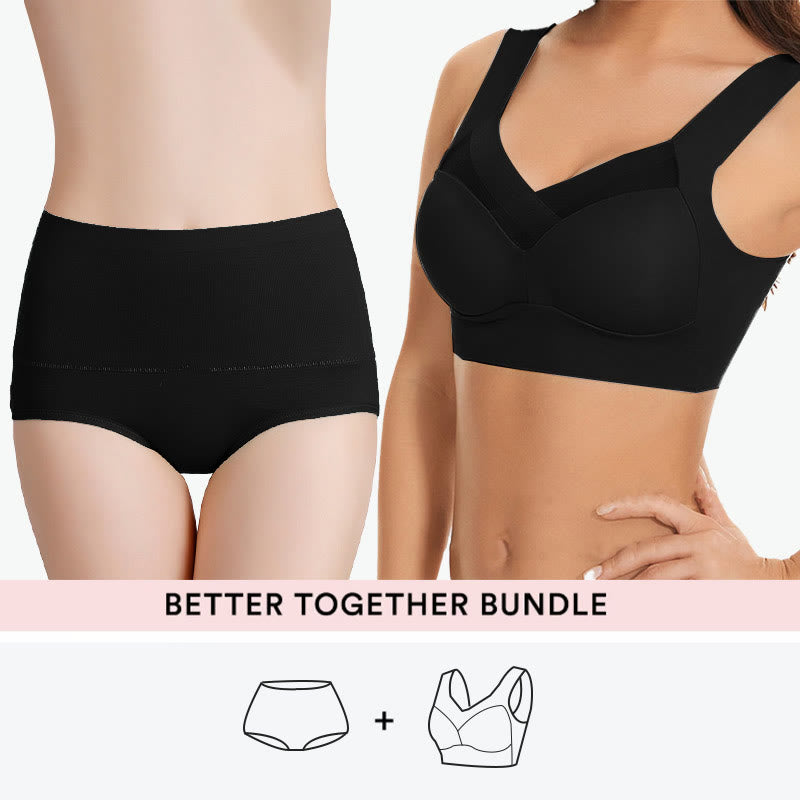 Bundle Wireless Bras +High Waist Panty - Black - 7XL - 6XL - image 0