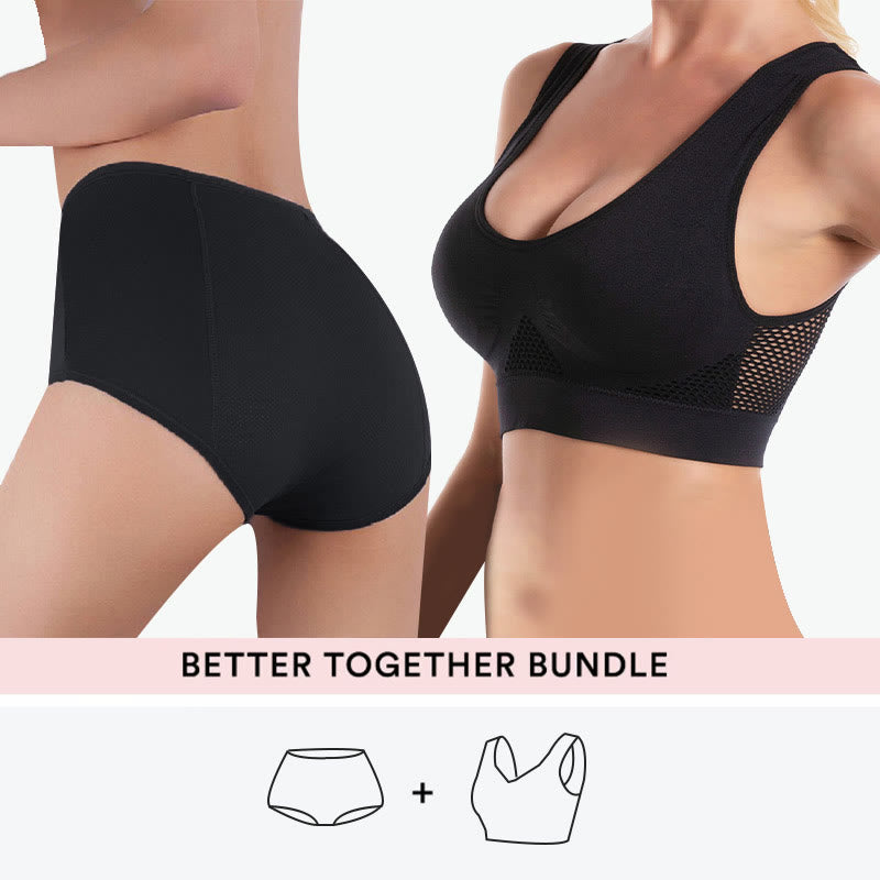 Bundle Cutout Sports Bras + Soft Panty - Black - 8XL - 5XL - image 1