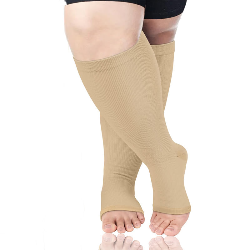 Bundle Plus Size Thigh High + Open Toe Compression Socks - image 5