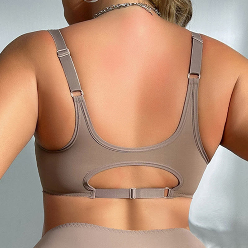 Seamless Front Buckle Full Cup Wireless Bra - image 5