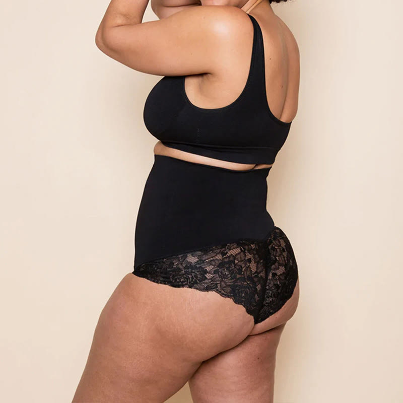 Plus Size High Waist Lace Shapewear Panty