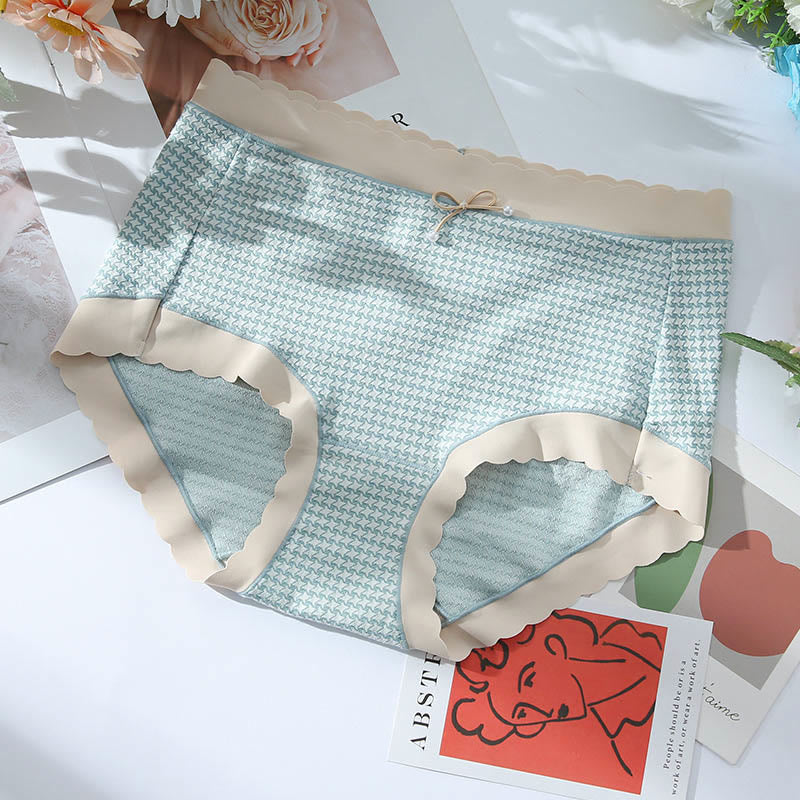 High Waist Seamless Plaid Panty(3 Packs) - Blue - 3XL - image 3