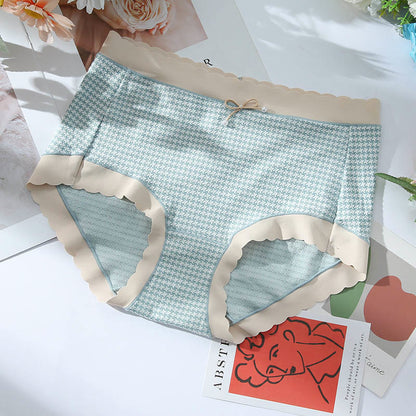 High Waist Seamless Plaid Panty(3 Packs) - Blue - 3XL - image 3