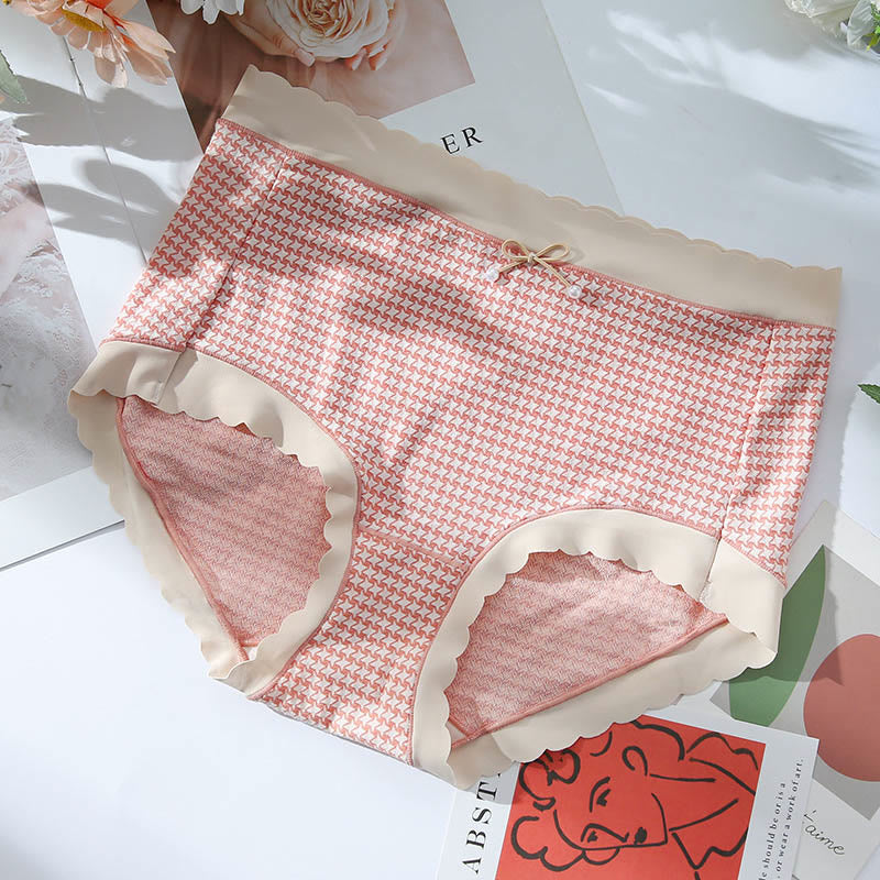 High Waist Seamless Plaid Panty(3 Packs) - Pink - 3XL - image 8