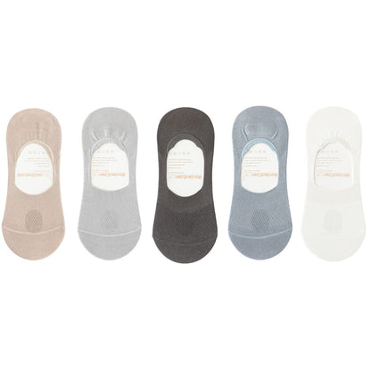 Mesh Breathable No Show Socks(5 Pairs) - Khaki+Light Gray+Dark Grey+Sky Blue+White - EU39-46(US5-12) - image 25